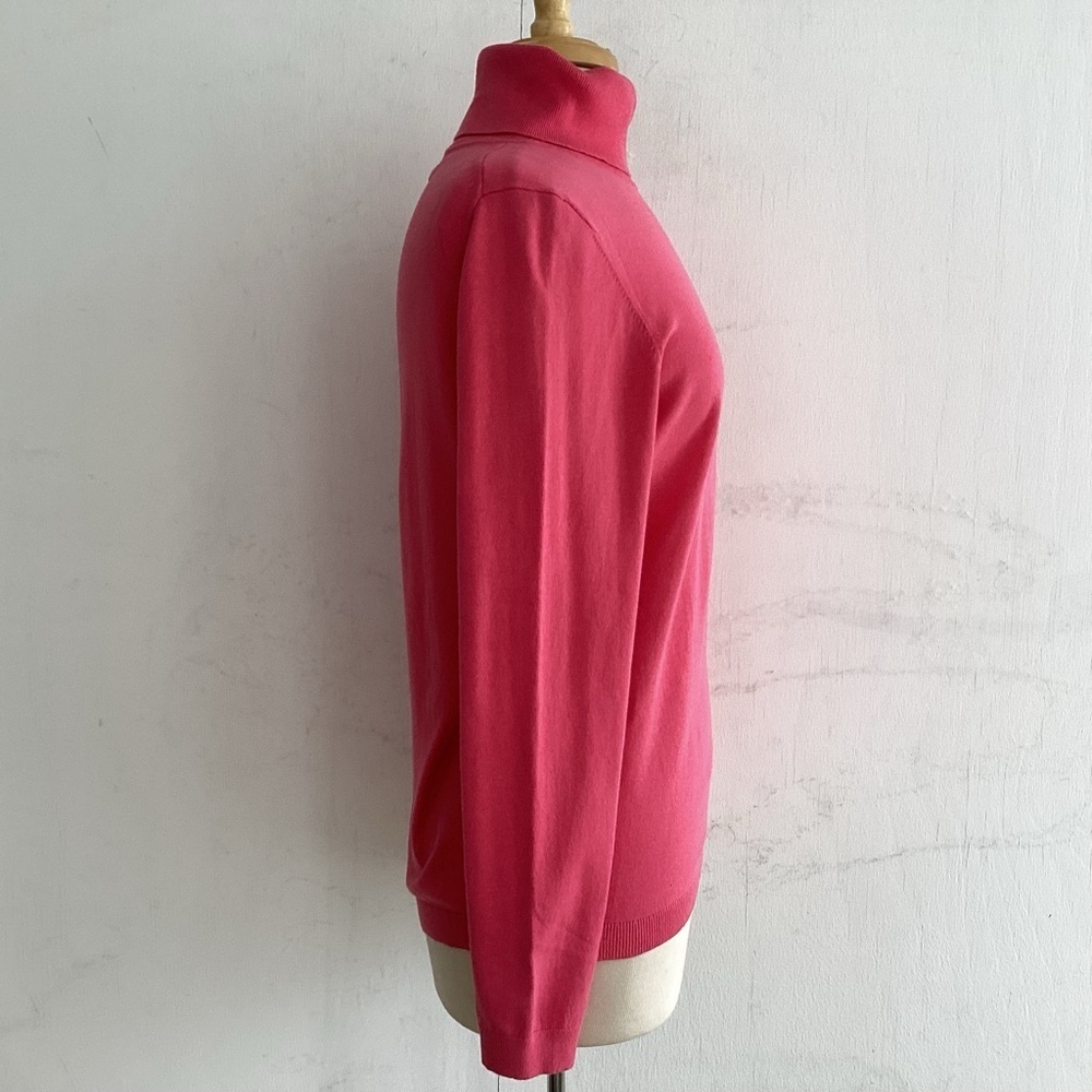 Talbots Coral / Rasberry Pink Cotton Blend Turtleneck Sweater Medium EUC - Picture 3 of 7